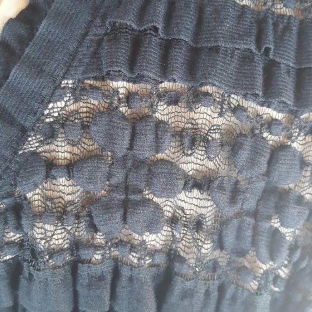 Vtg Studio M 90's Witchy Lolita Grunge Black Lace Stretch Fit & Flare Dress Sz M - Picture 8 of 8